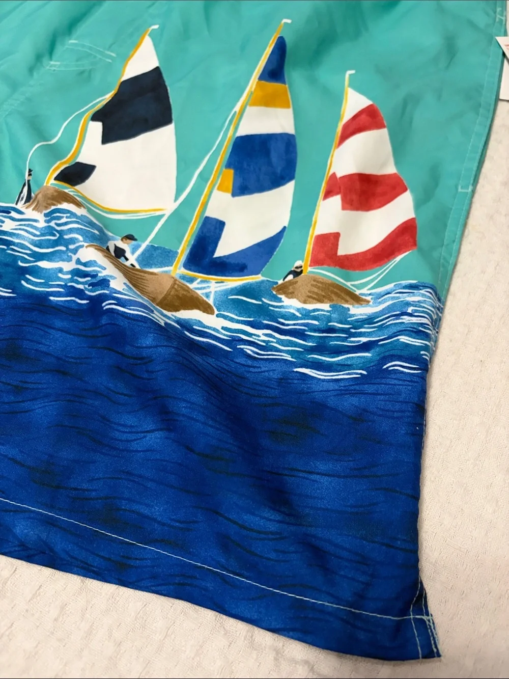 Aqua and Navy Sailboat Print Men’s Old Navy Swim Trunks New Size XXL